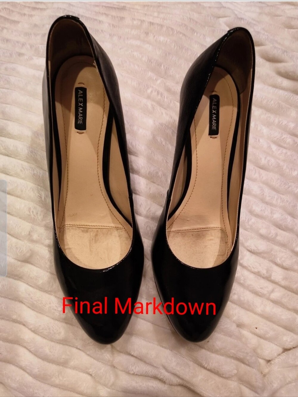 Alex Marie “Ella” Pumps Black Textured Round Toe Heels Women’s Size 10M Shoes